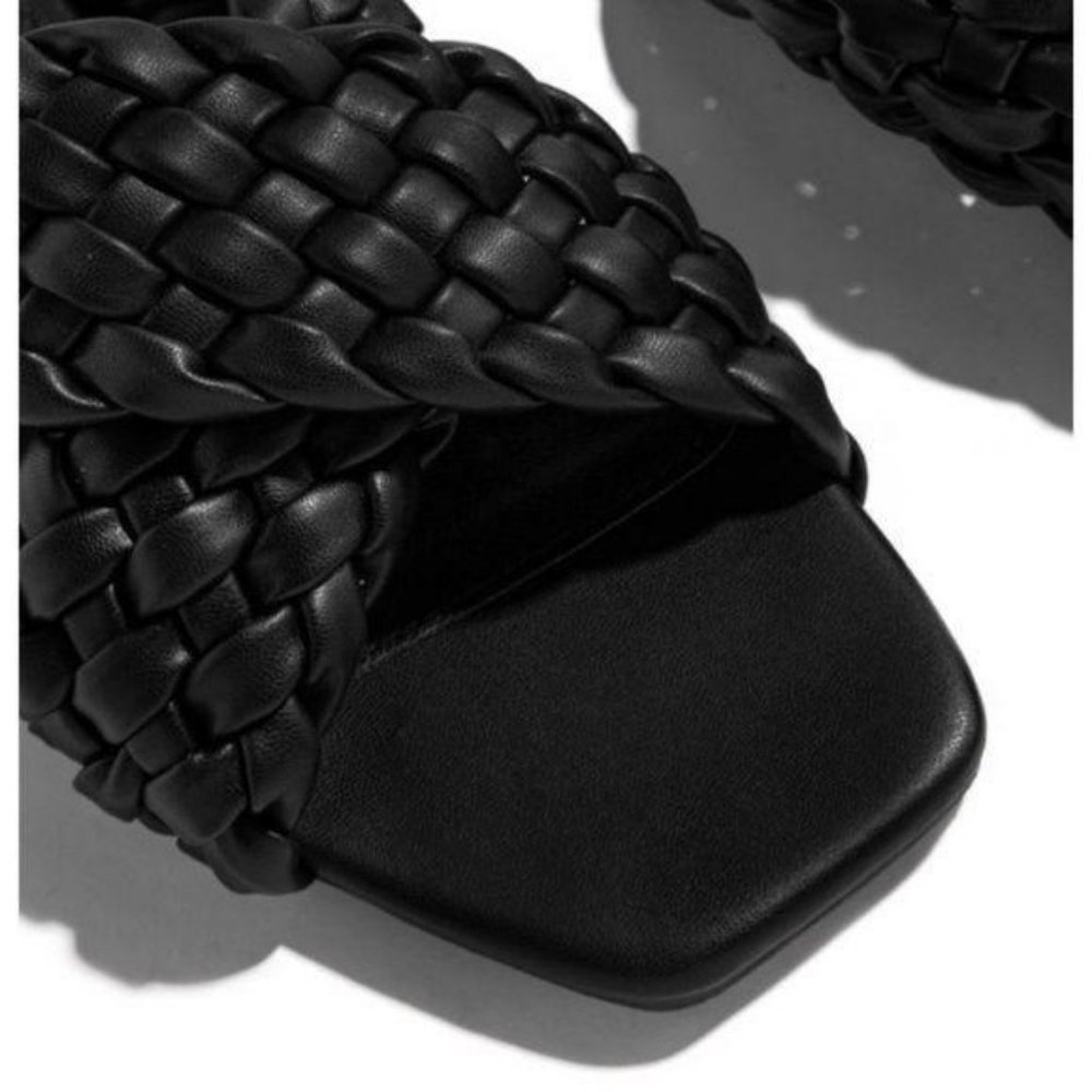 RESTOCK! Criss Cross Braided Slide Sandals - Black - Picture 4 of 6